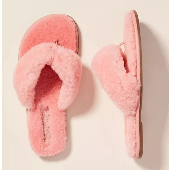 Anthropologie Shoes Bernardo Miami Shearling Slippers Pink